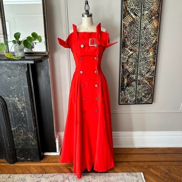 NWT Y2K YOHJI YAMAMOTO Formal Red Silk Gown - Spring Summer 2005 Collection - Picture 4 of 13